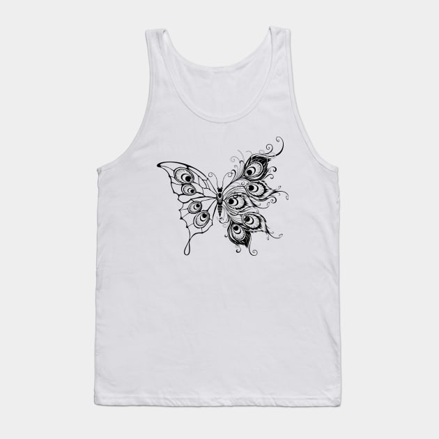 Butterfly with Peacock Feathers Tank Top by Blackmoon9